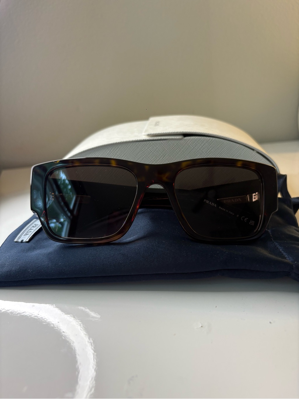 Prada Tortoise Rectangular Sunglasses